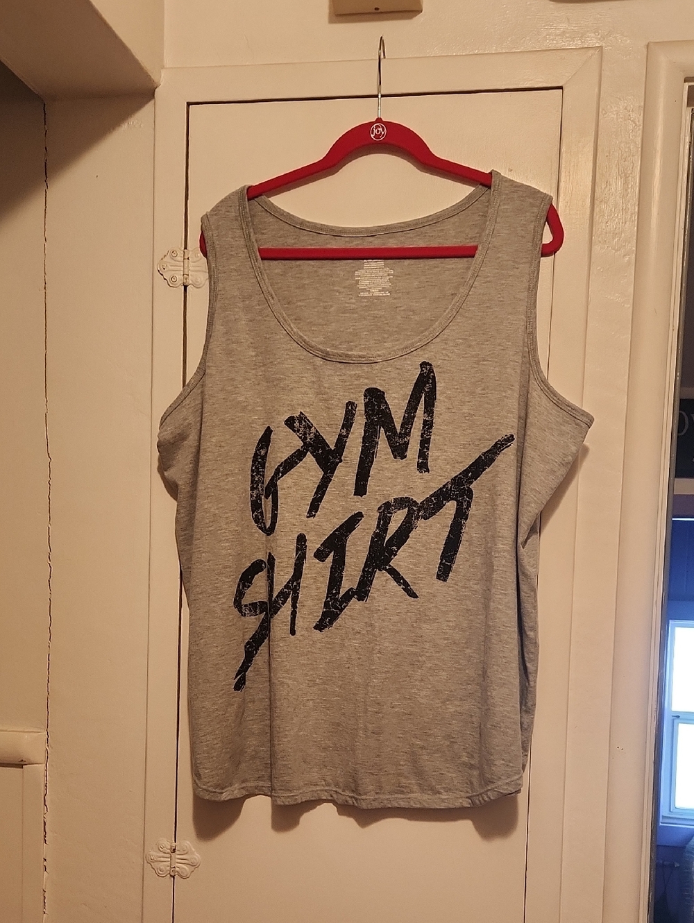 🔥Danskin Now Like New Grey Tank with Black 'Gym Shirt' Script
